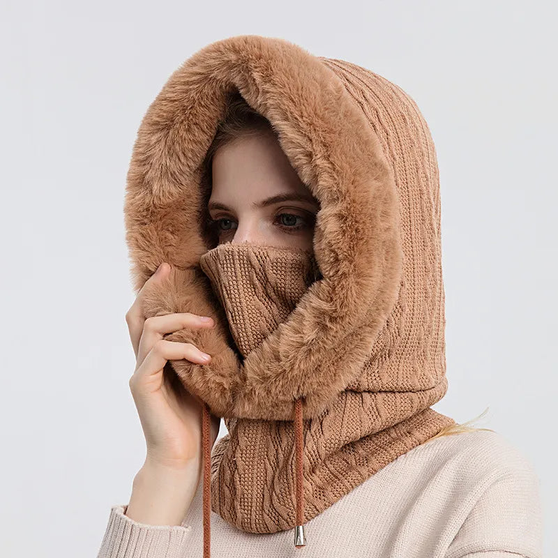 Écharpe-masque d'hiver en polaire tricotée épaississante