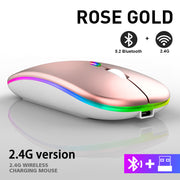 Souris sans fil 2,4 GHz rechargeable Bluetooth RVB.
