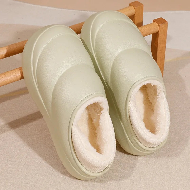 Chaussons d'hiver en coton à semelles épaisses pour femmes