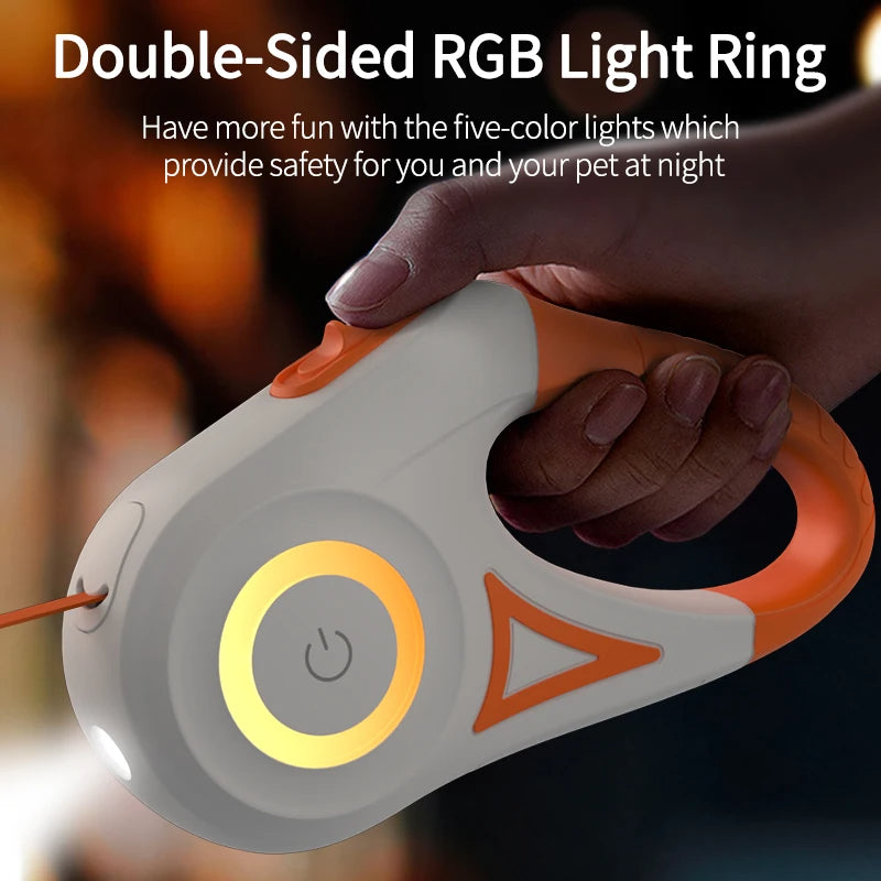 Corde de promenade lumineuse rétractable automatique pour chien