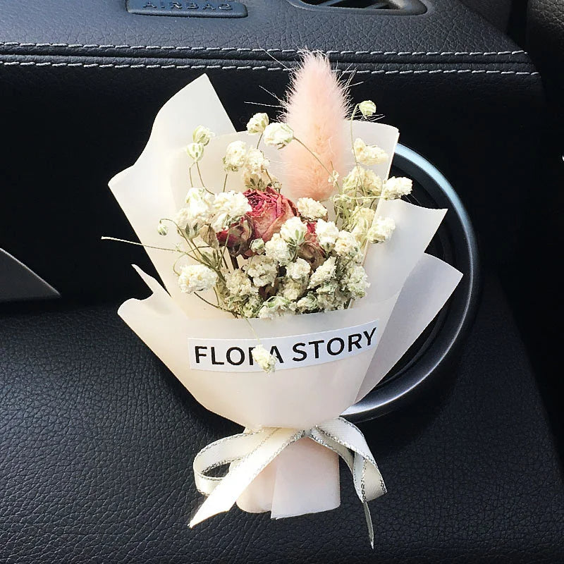 Bouquet de fleurs séchées pour grille d'aération de voiture