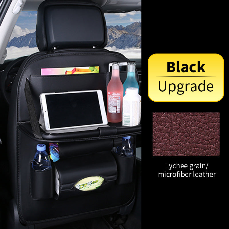 Sac de rangement pour siège arrière de voiture avec table pliable.