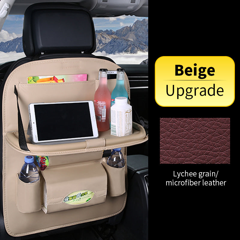 Sac de rangement pour siège arrière de voiture avec table pliable.