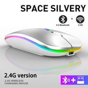 Souris sans fil 2,4 GHz rechargeable Bluetooth RVB.