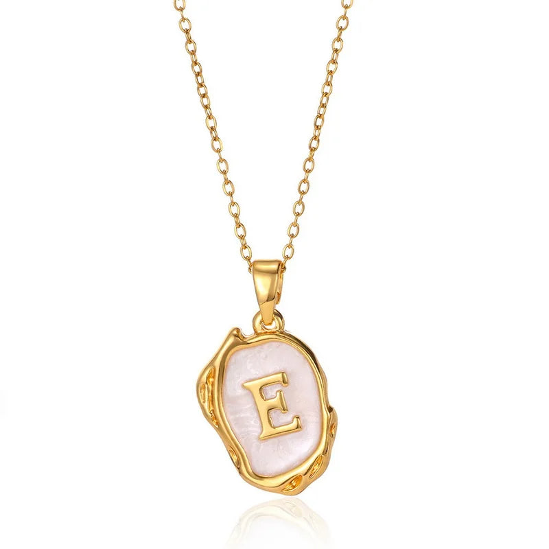 Collier pendentif en acier inoxydable plaqué or avec alphabet A-Z
