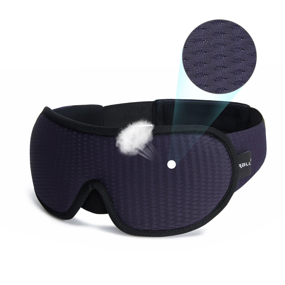 Masque de sommeil 3D occultant la lumière, doux et rembourré.