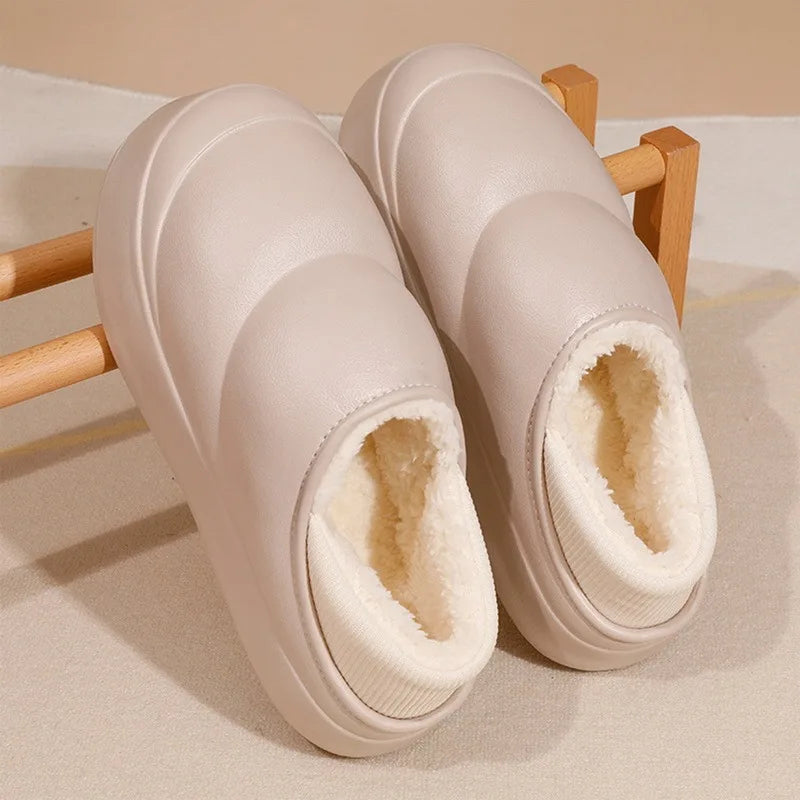 Chaussons d'hiver en coton à semelles épaisses pour femmes