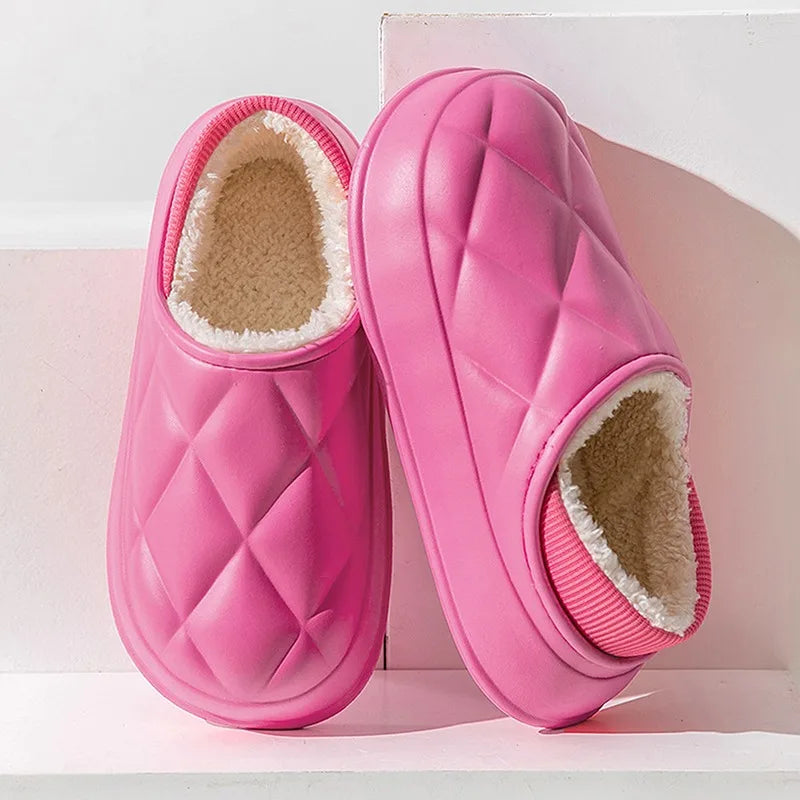 Chaussons d'hiver en coton à semelles épaisses pour femmes