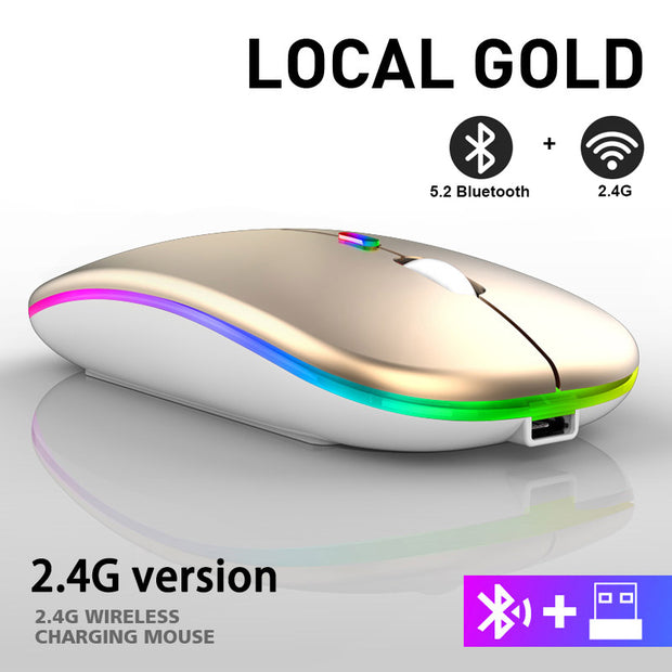 Souris sans fil 2,4 GHz rechargeable Bluetooth RVB.