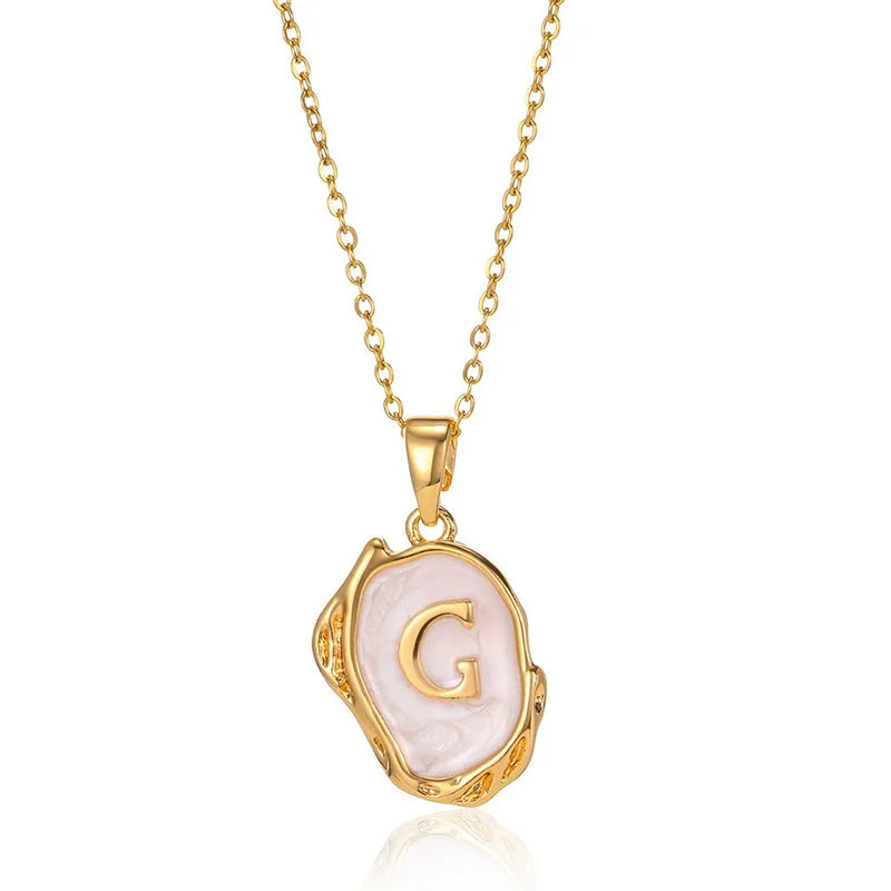 Collier pendentif en acier inoxydable plaqué or avec alphabet A-Z