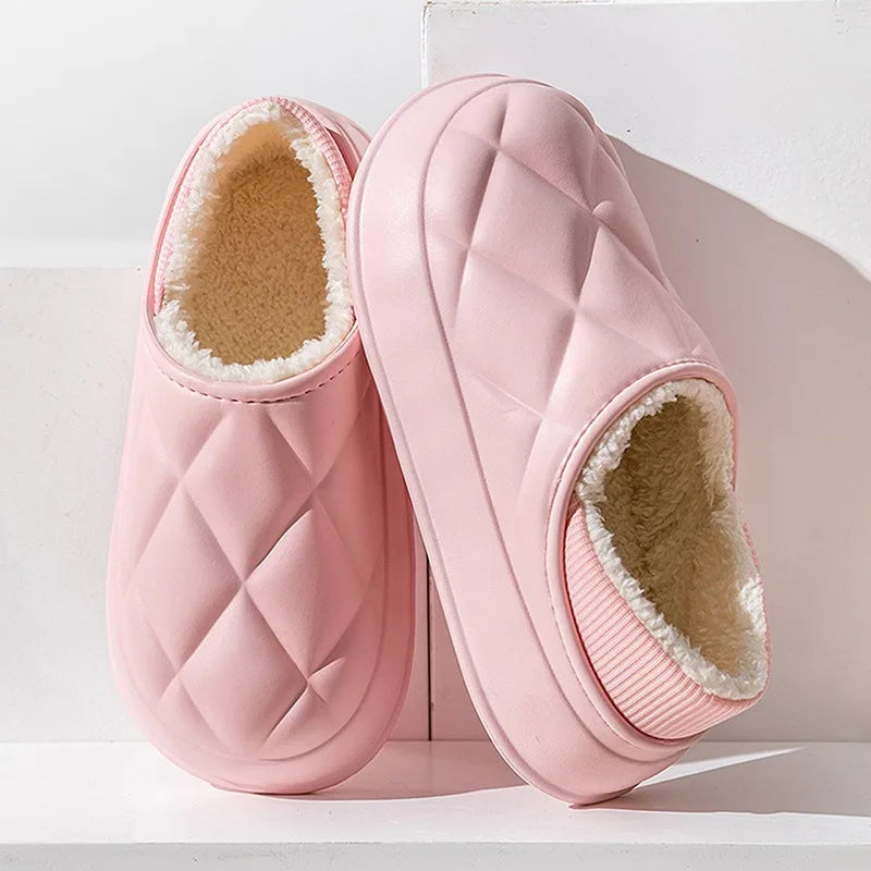 Chaussons d'hiver en coton à semelles épaisses pour femmes