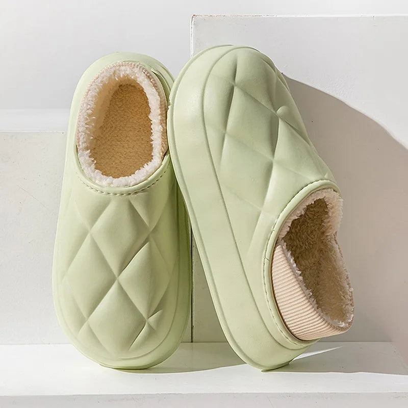 Chaussons d'hiver en coton à semelles épaisses pour femmes