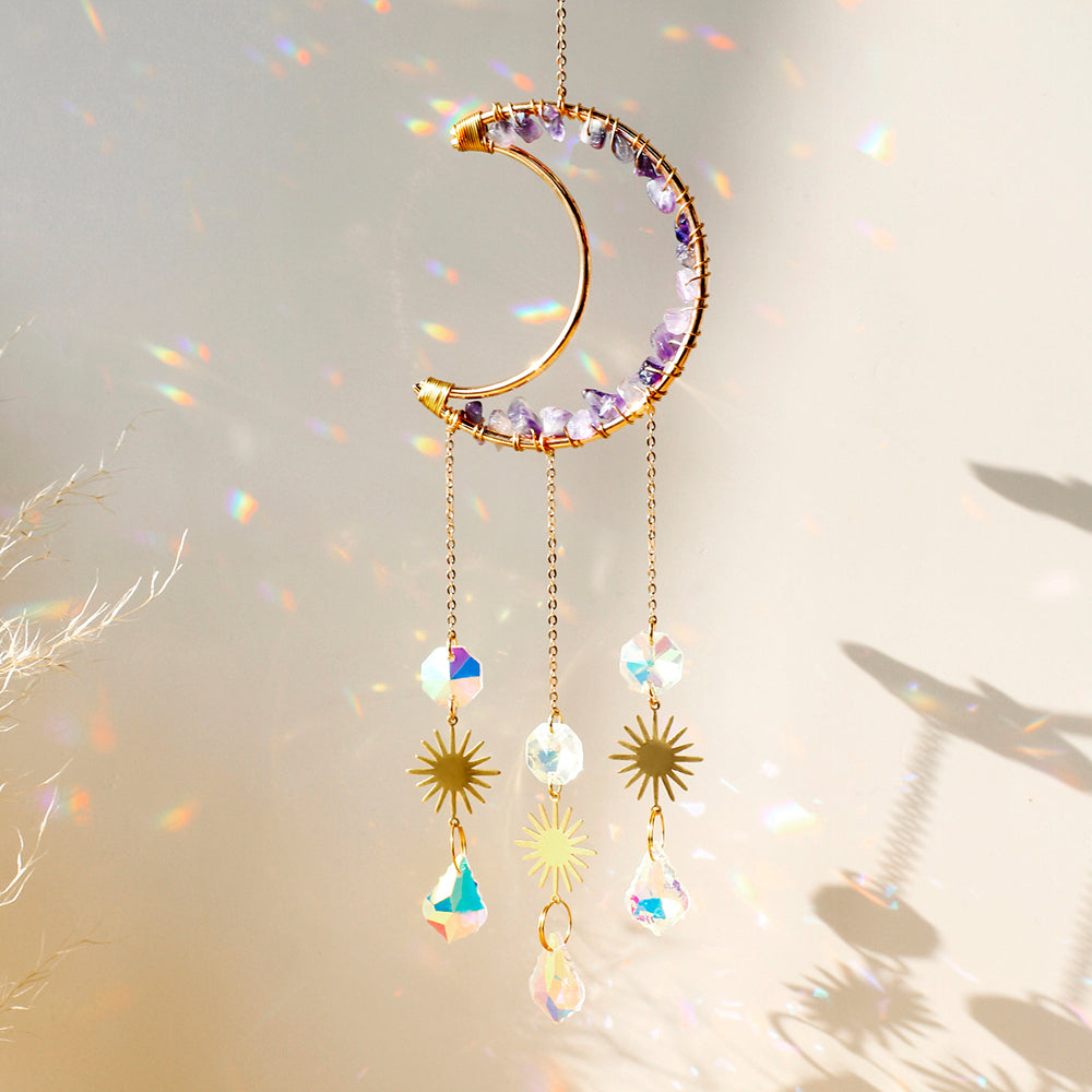 Prisme décoratif attrape-soleil en cristal de lune.