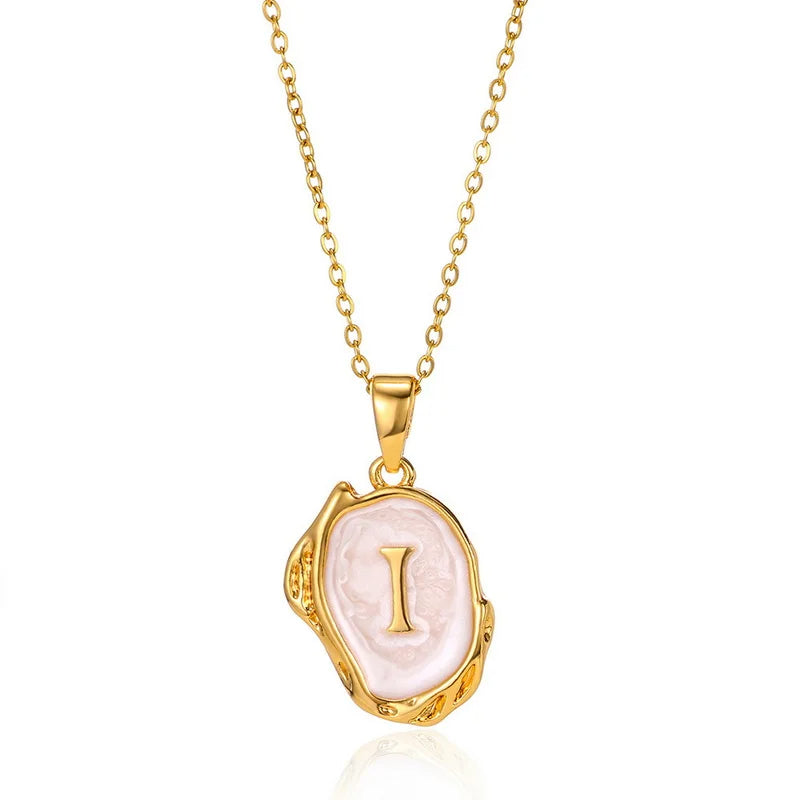 Collier pendentif en acier inoxydable plaqué or avec alphabet A-Z