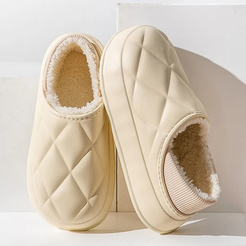 Chaussons d'hiver en coton à semelles épaisses pour femmes