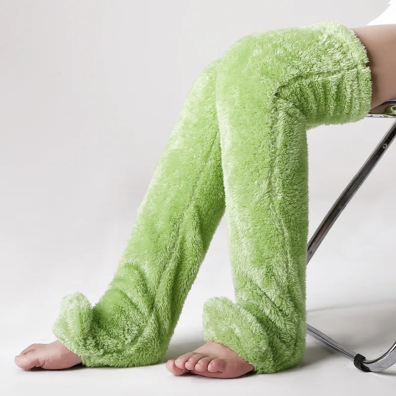 Bas chauffants pour les jambes en peluche