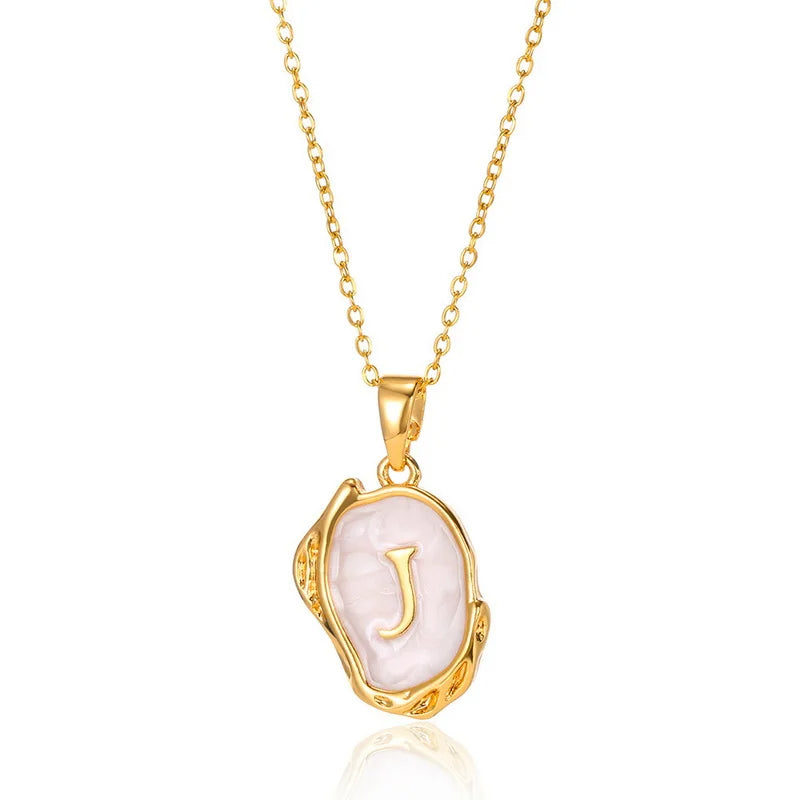 Collier pendentif en acier inoxydable plaqué or avec alphabet A-Z