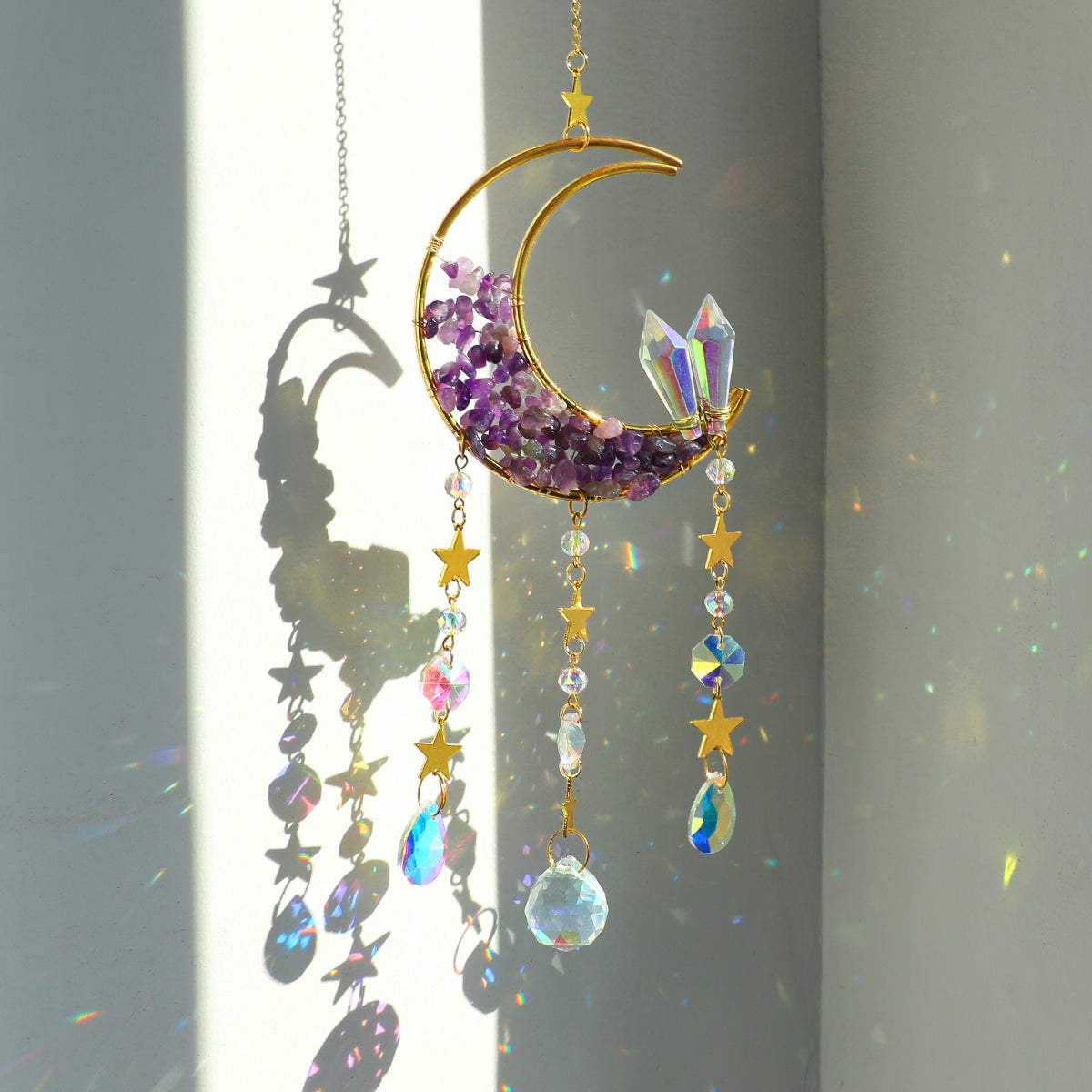 Prisme décoratif attrape-soleil en cristal de lune.