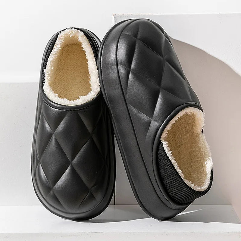 Chaussons d'hiver en coton à semelles épaisses pour femmes