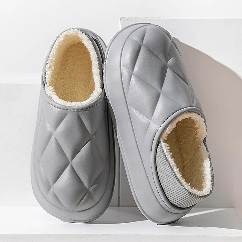 Chaussons d'hiver en coton à semelles épaisses pour femmes