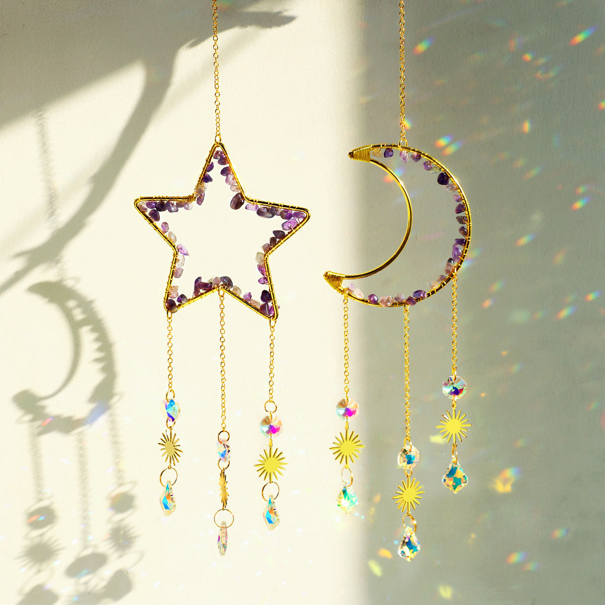 Prisme décoratif attrape-soleil en cristal de lune.
