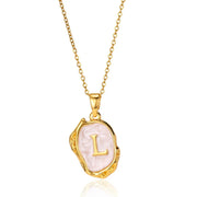 Collier pendentif en acier inoxydable plaqué or avec alphabet A-Z