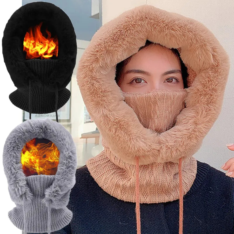 Écharpe-masque d'hiver en polaire tricotée épaississante
