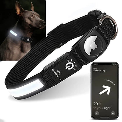 Collier LED pour chien avec support Air tag