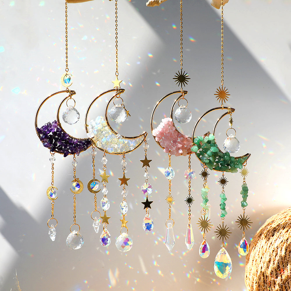 Prisme décoratif attrape-soleil en cristal de lune.