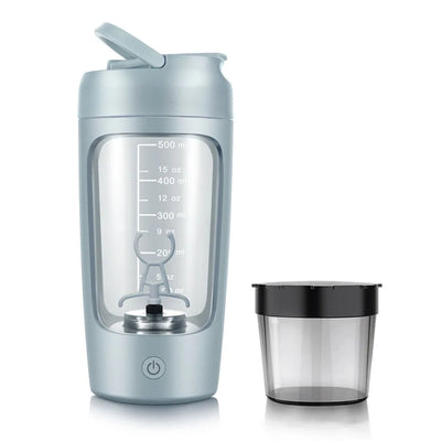 Shaker électrique pour protéines avec récipient pour poudre.
