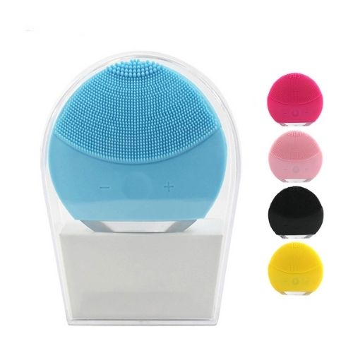Brosse nettoyante vibrante pour le visage en silicone.