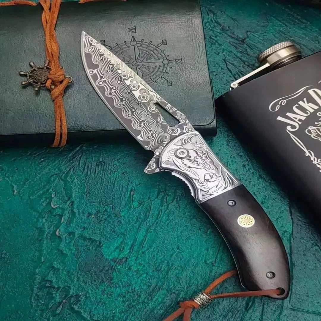 Couteau pliant en acier de Damas