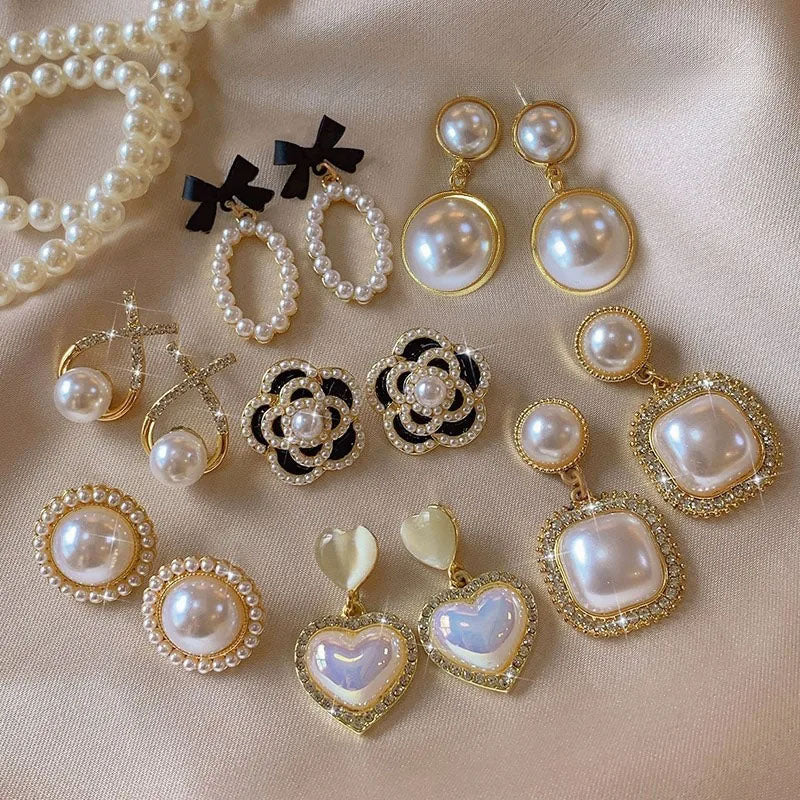 Boucles d'oreilles vintage en perles style CC