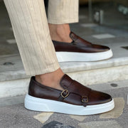Nouvelles chaussures vulcanisées marron pour hommes.