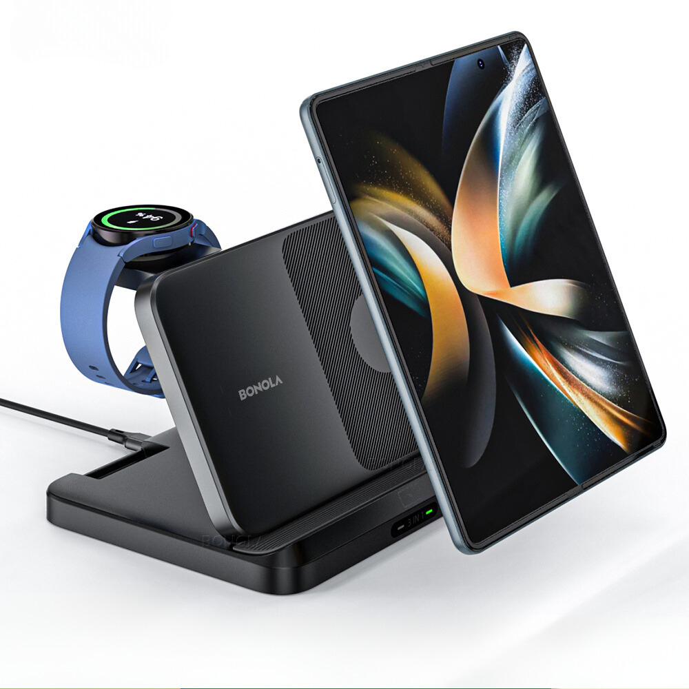 Station de charge sans fil pliable Bonola 3 en 1 pour Samsung Z Fold 3/Z Flip 4