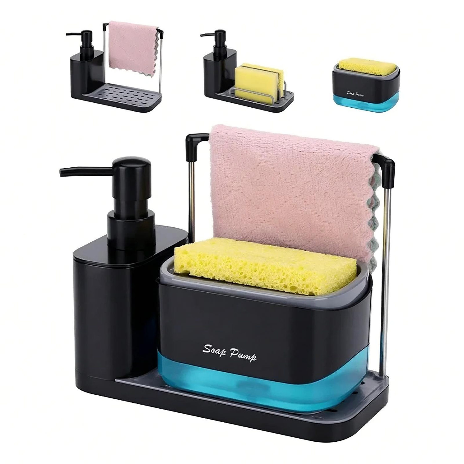 Ensemble distributeur de savon pour les mains et la vaisselle 5 en 1  5-in-1 Hand and Dish Soap Dispenser Set