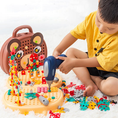 Boîte à outils de réparation pour enfants de 203 pièces, puzzle créatif en mosaïque
