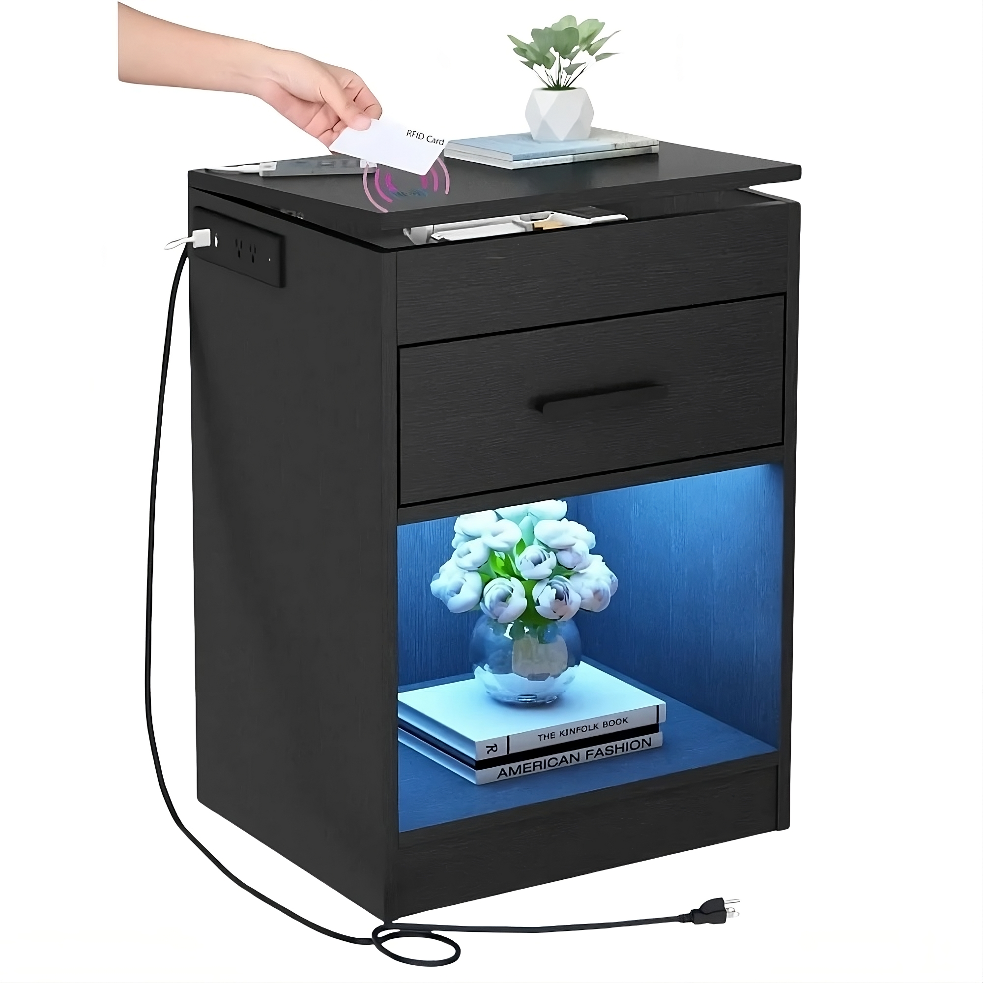 Table de chevet avec serrure RFID