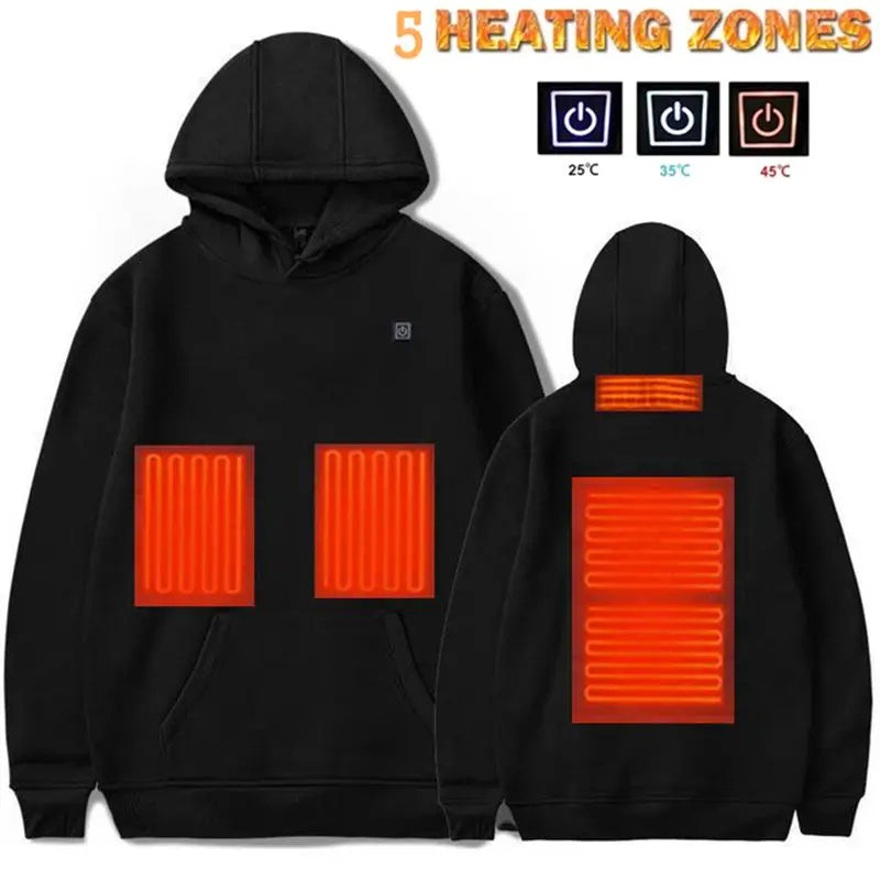Veste chauffante USB à manches longues avec capuche