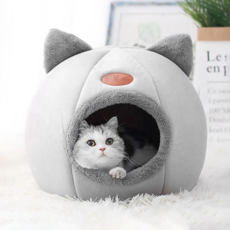 Petite grotte pour chat d'hiver