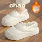 Chaussons d'hiver en coton à semelles épaisses pour femmes