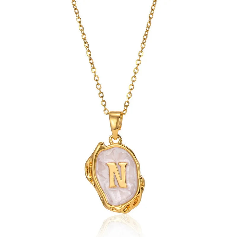 Collier pendentif en acier inoxydable plaqué or avec alphabet A-Z
