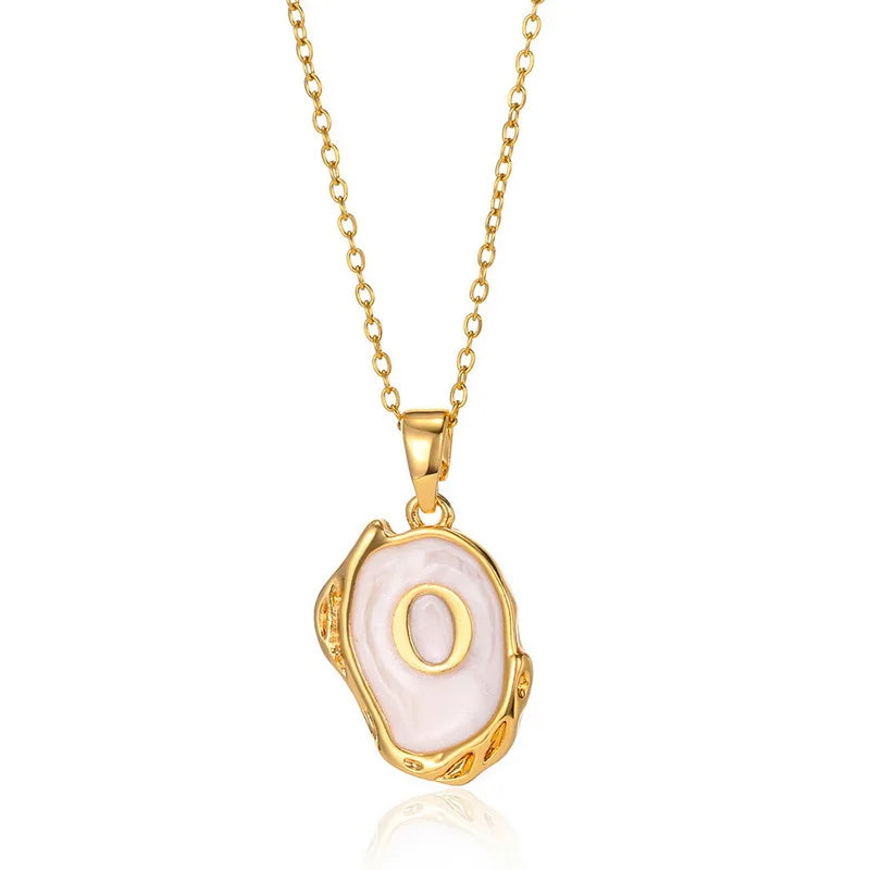 Collier pendentif en acier inoxydable plaqué or avec alphabet A-Z