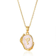 Collier pendentif en acier inoxydable plaqué or avec alphabet A-Z