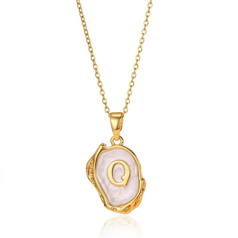 Collier pendentif en acier inoxydable plaqué or avec alphabet A-Z