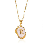 Collier pendentif en acier inoxydable plaqué or avec alphabet A-Z