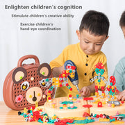 Boîte à outils de réparation pour enfants de 203 pièces, puzzle créatif en mosaïque