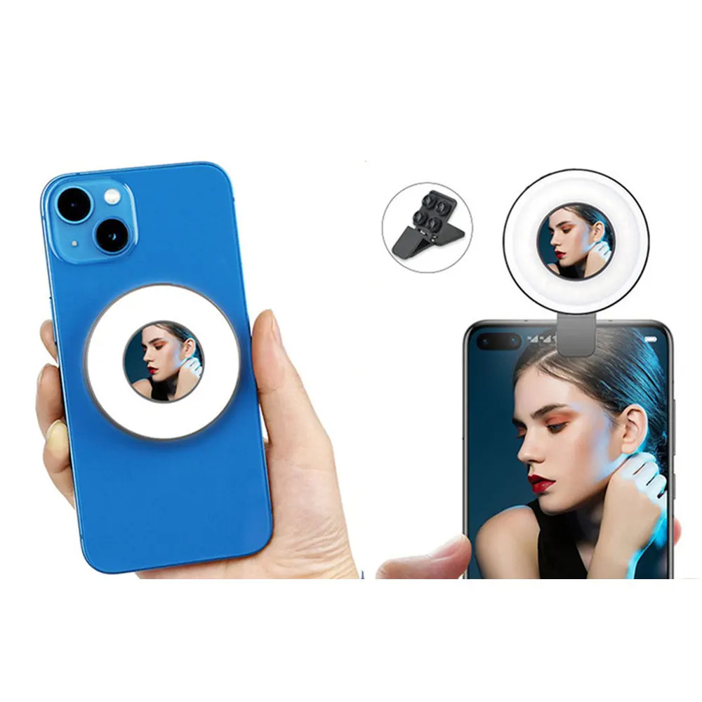 Anneau lumineux LED magnétique à clip pour smartphone.