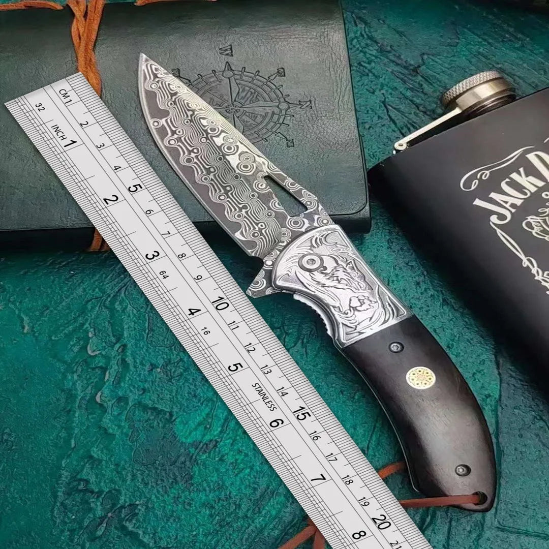 Couteau pliant en acier de Damas