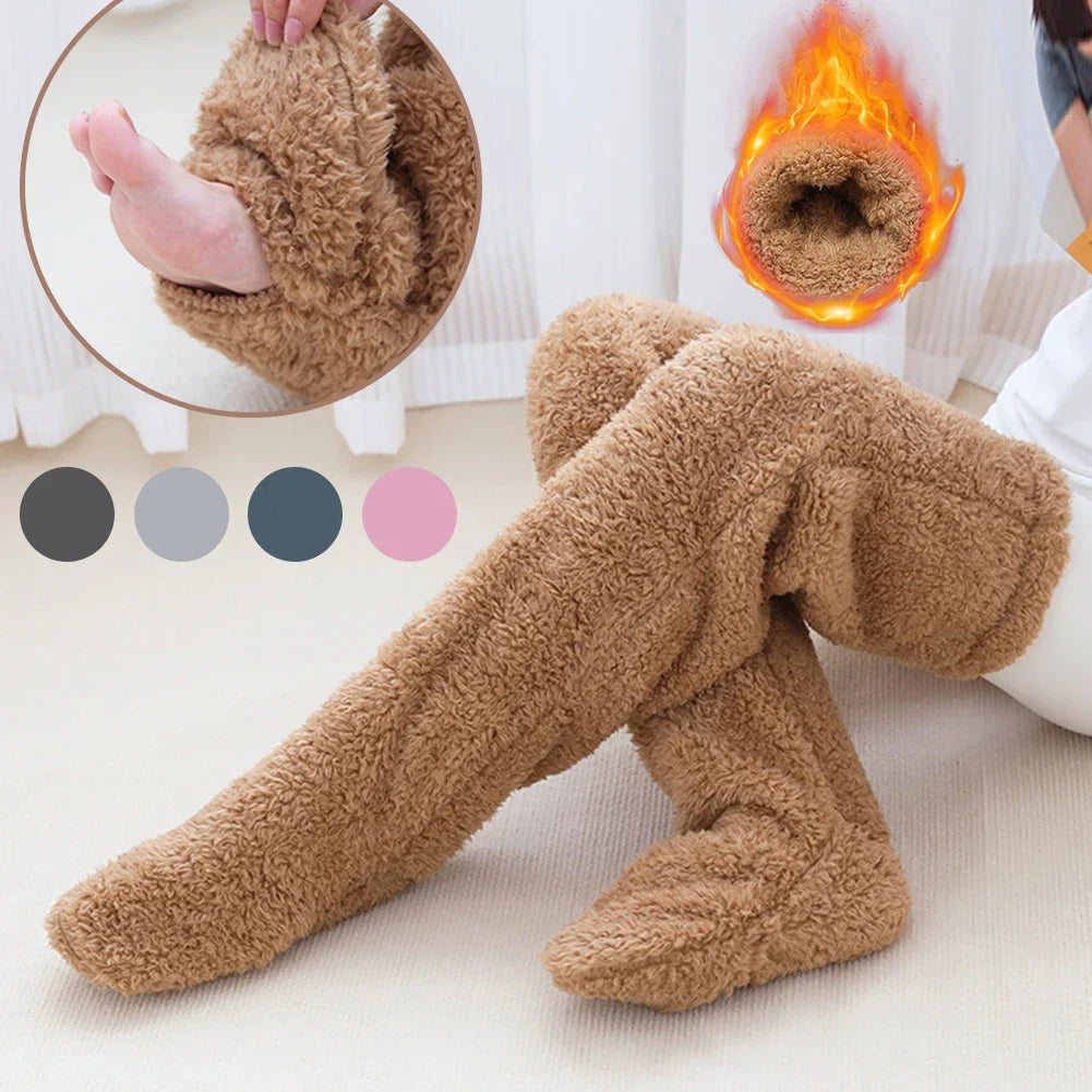Bas chauffants pour les jambes en peluche
